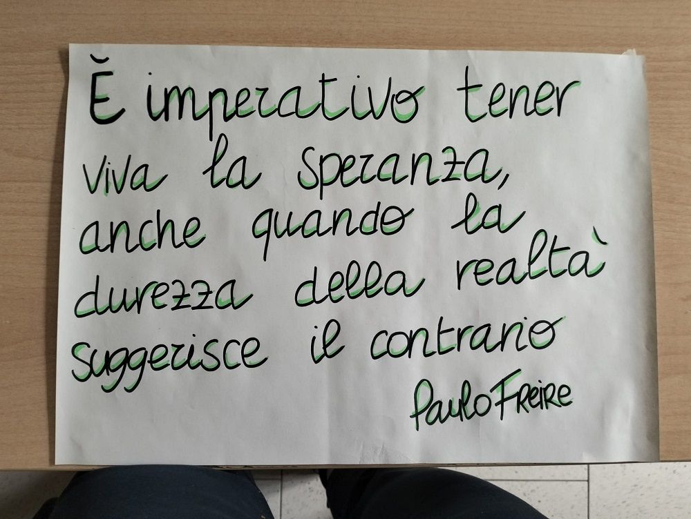 Una frase di Paulo Freire al tavolo Salute ment...